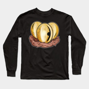 A Set Of Golden Painted Easter Eggs In Nest. Easter Egg Long Sleeve T-Shirt